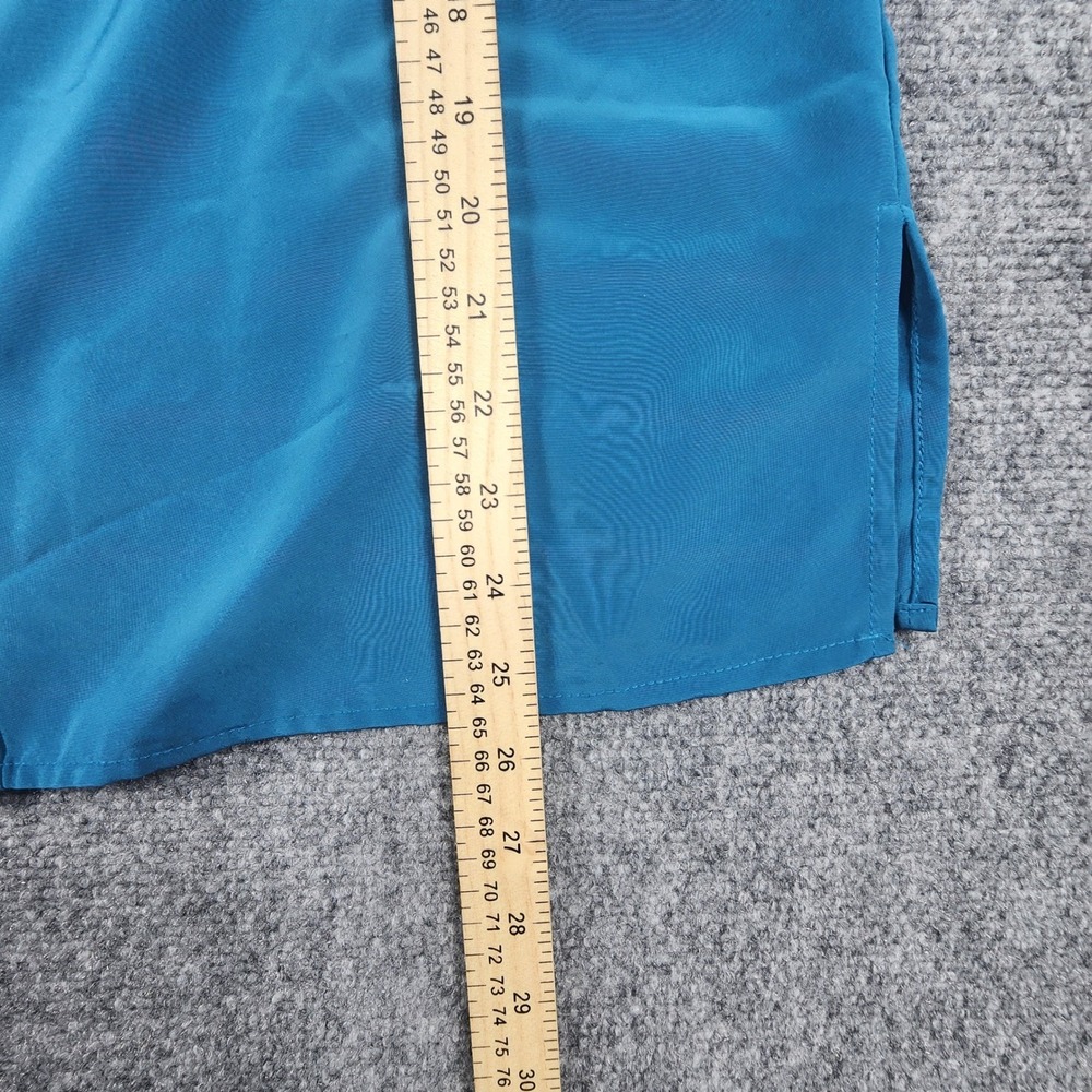 Kim Rogers | Tops | Kim Rogers Teal Blue Roll Tab Long Sleeve Button ...
